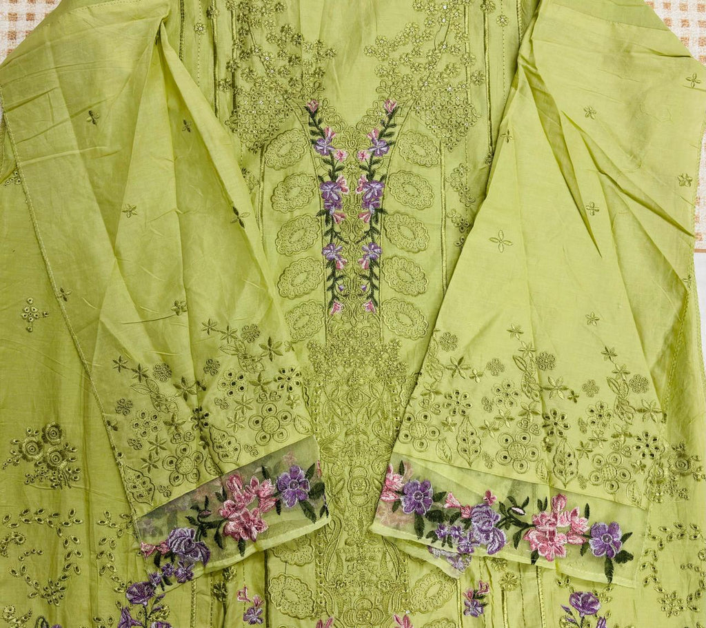 R83 - Unstiched Heavy Embroidery Pure Cotton Suit