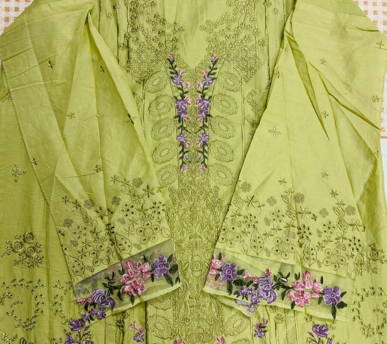 R83 - Unstiched Heavy Embroidery Pure Cotton Suit