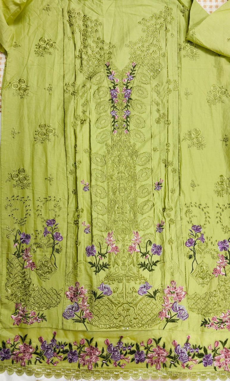 R83 - Unstiched Heavy Embroidery Pure Cotton Suit