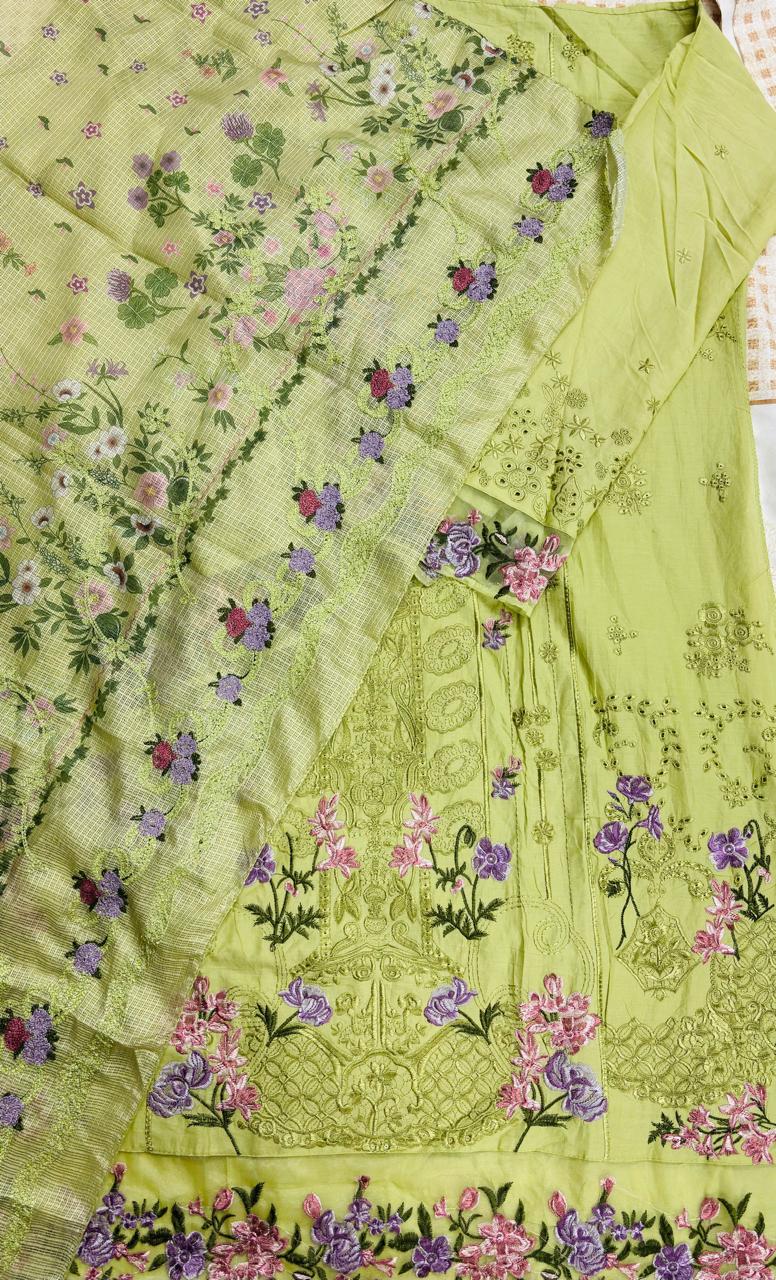 R83 - Unstiched Heavy Embroidery Pure Cotton Suit
