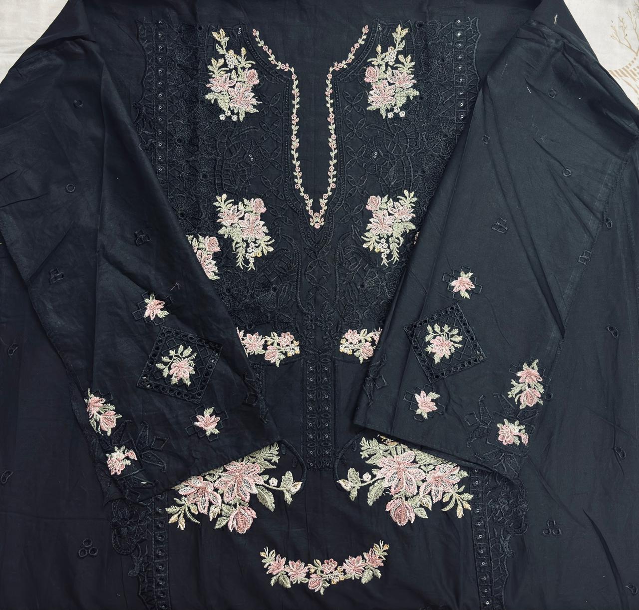 R85 - Unstiched Heavy Embroidery Pure Cotton Suit