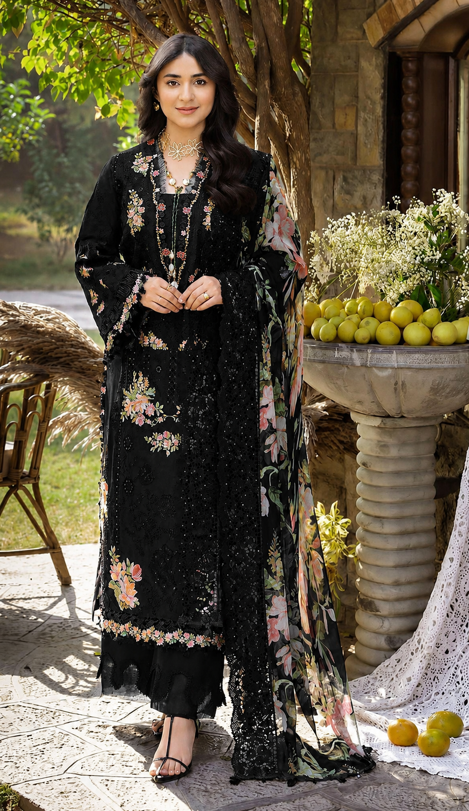 R85 - Unstiched Heavy Embroidery Pure Cotton Suit