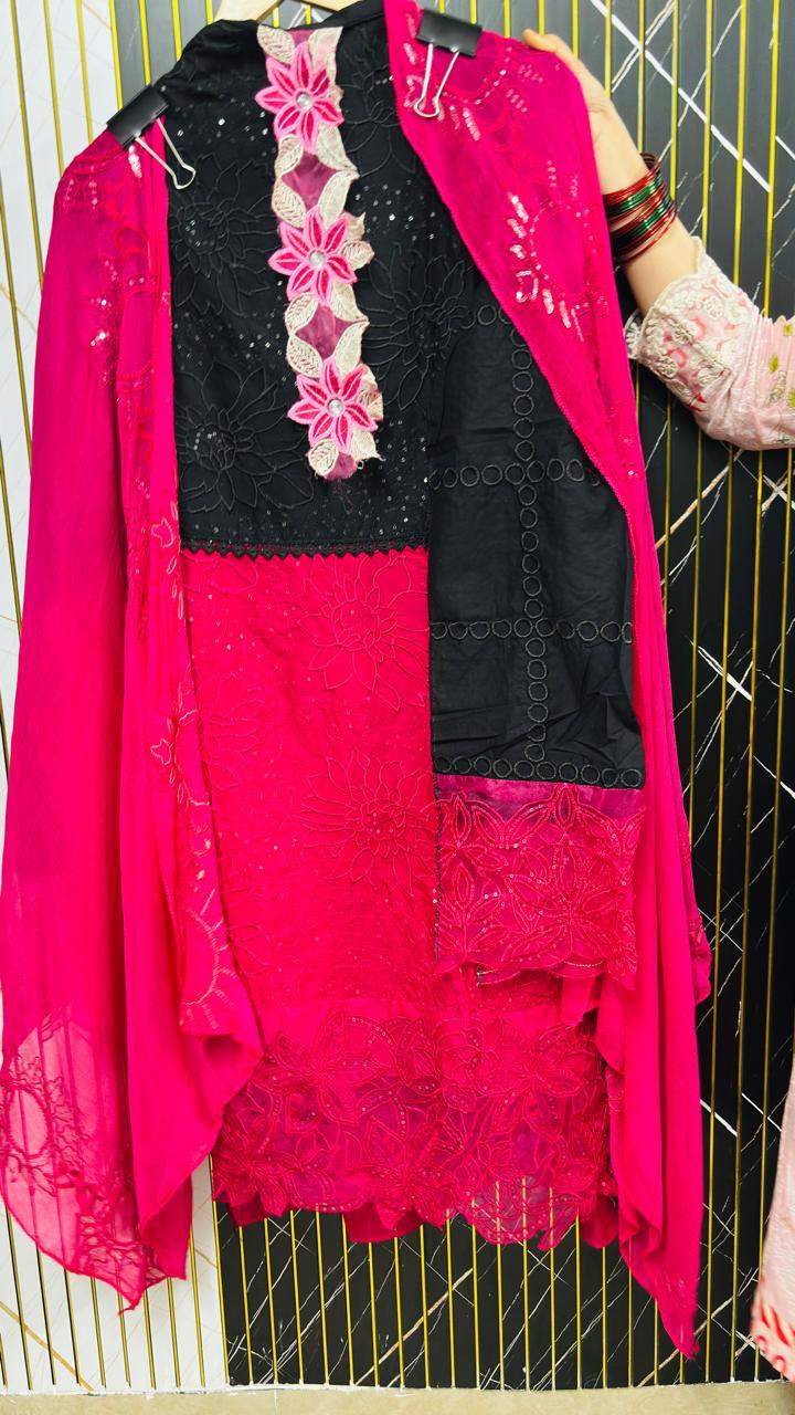 R86 - Semi Stiched Double Shaded Heavy Embroidery Suit