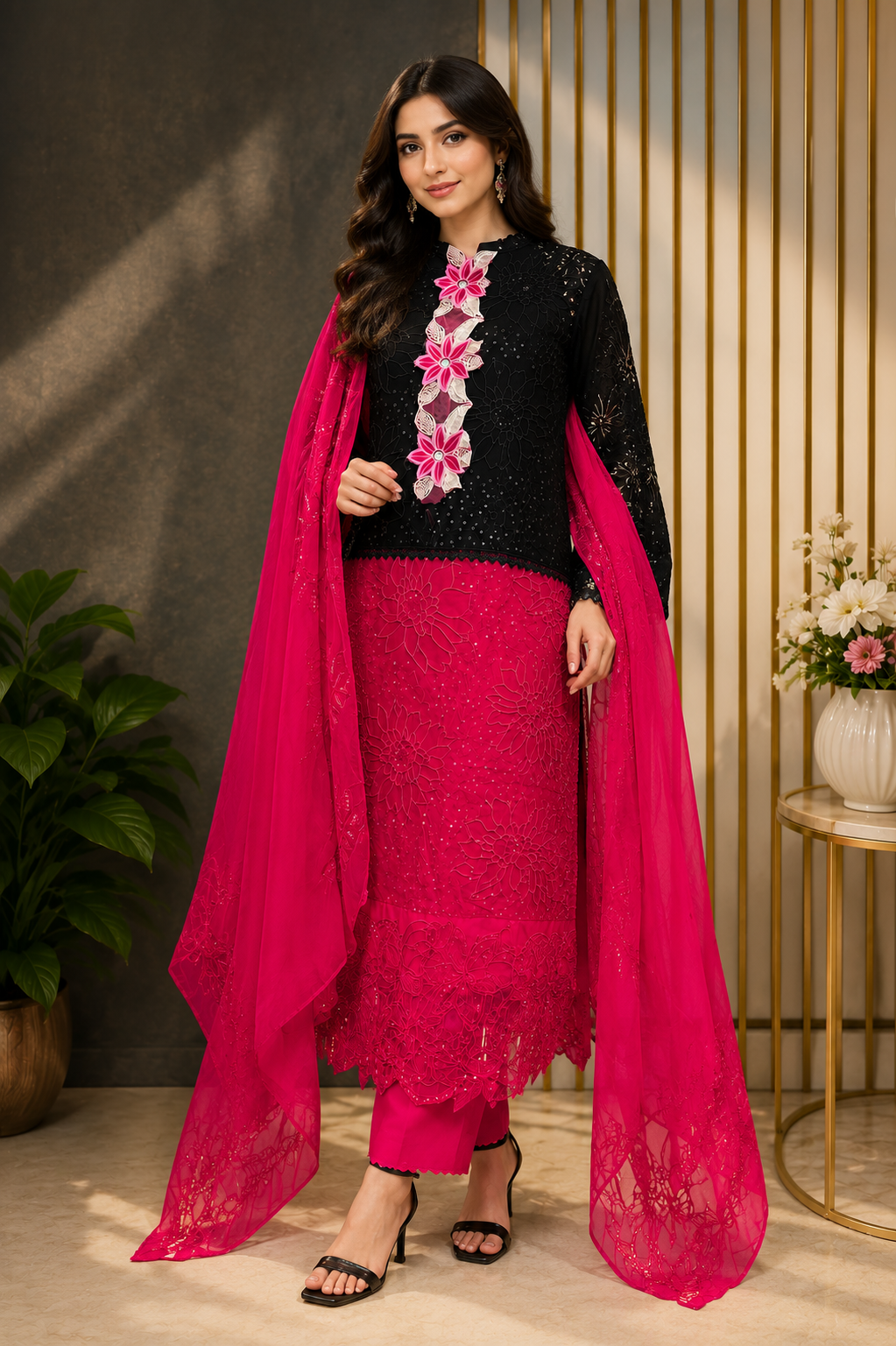 R86 - Semi Stiched Double Shaded Heavy Embroidery Suit