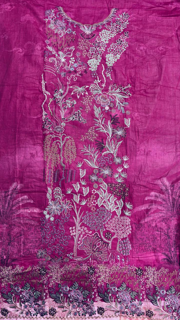 R87 - Unstiched Self Embroidery with Patch Suit
