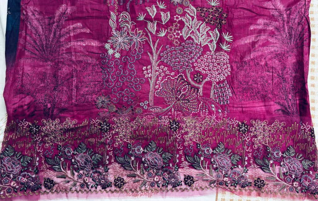 R87 - Unstiched Self Embroidery with Patch Suit