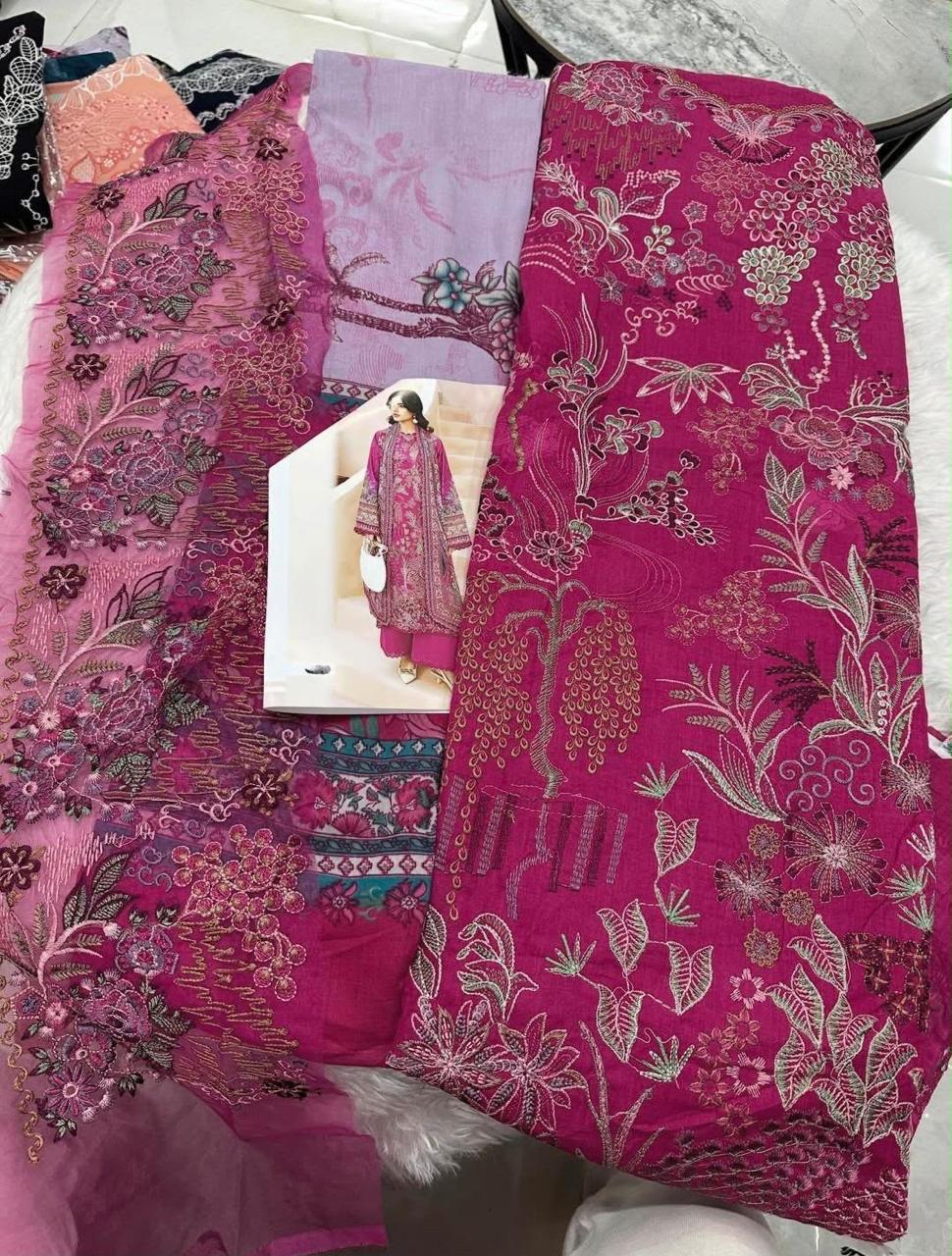 R87 - Unstiched Self Embroidery with Patch Suit
