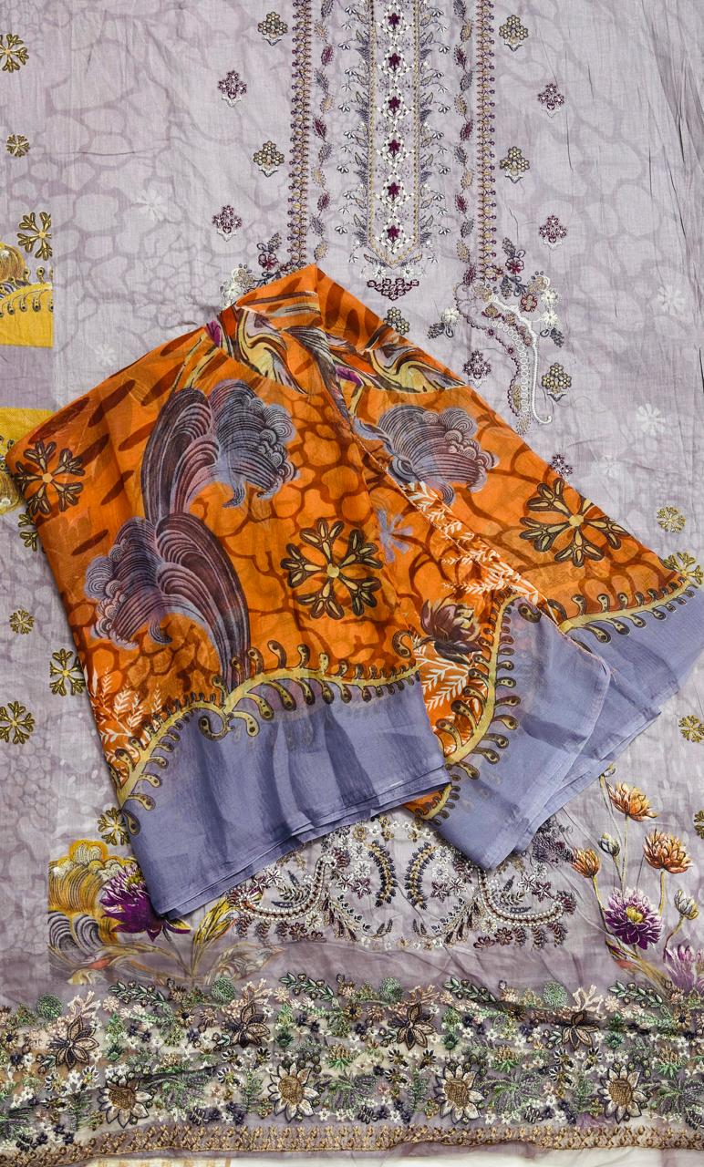 R88 - Unstiched Self Embroidery with Patch Suit