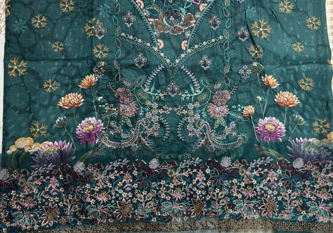 R89 - Unstiched Self Embroidery with Patch Suit