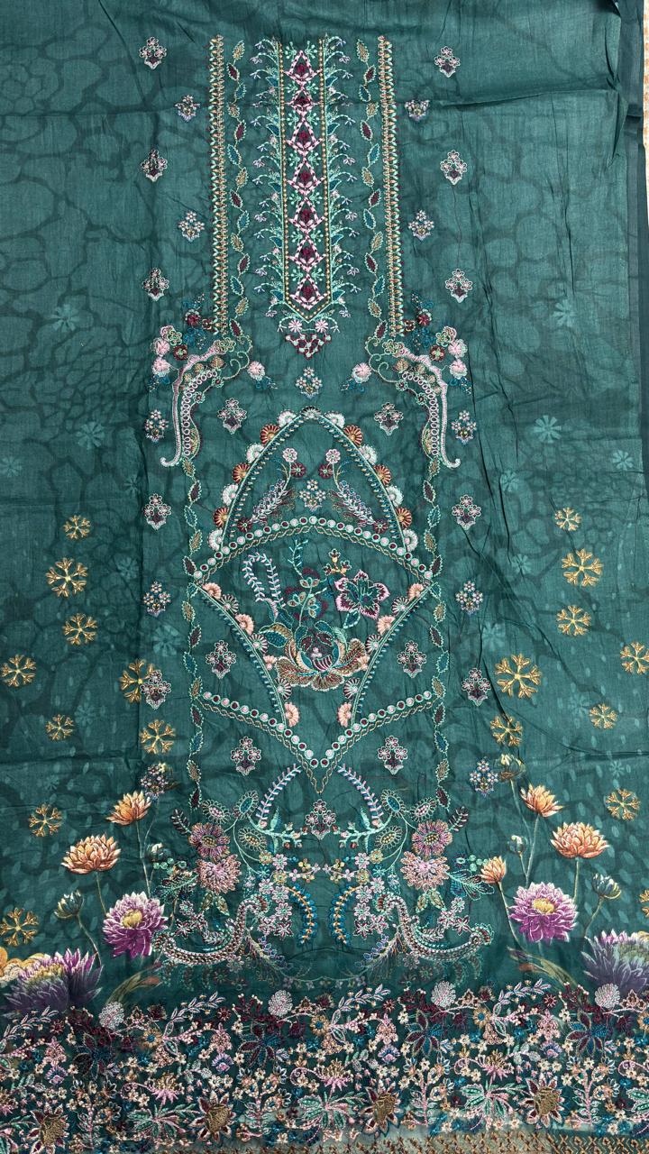R89 - Unstiched Self Embroidery with Patch Suit