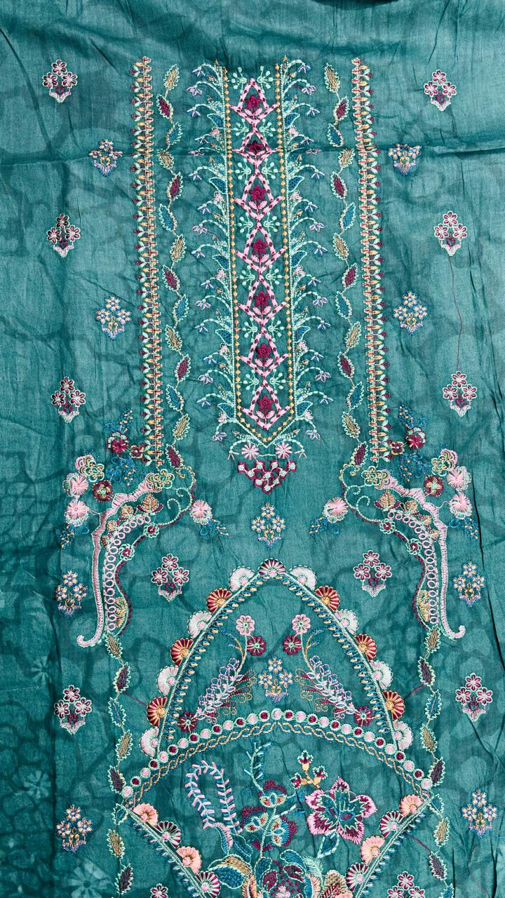 R89 - Unstiched Self Embroidery with Patch Suit