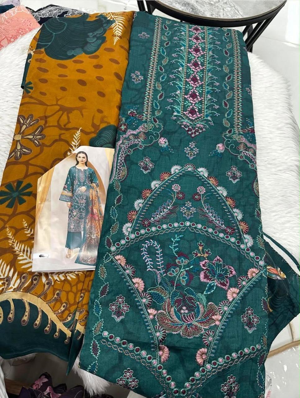 R89 - Unstiched Self Embroidery with Patch Suit