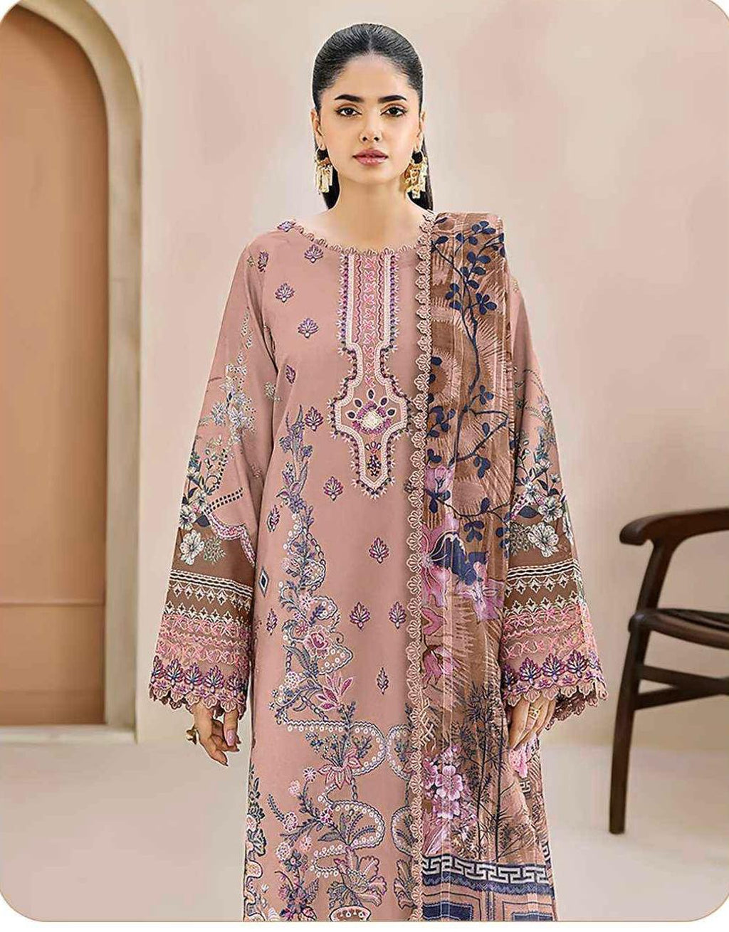 R90 - Unstiched Self Embroidery with Patch Suit