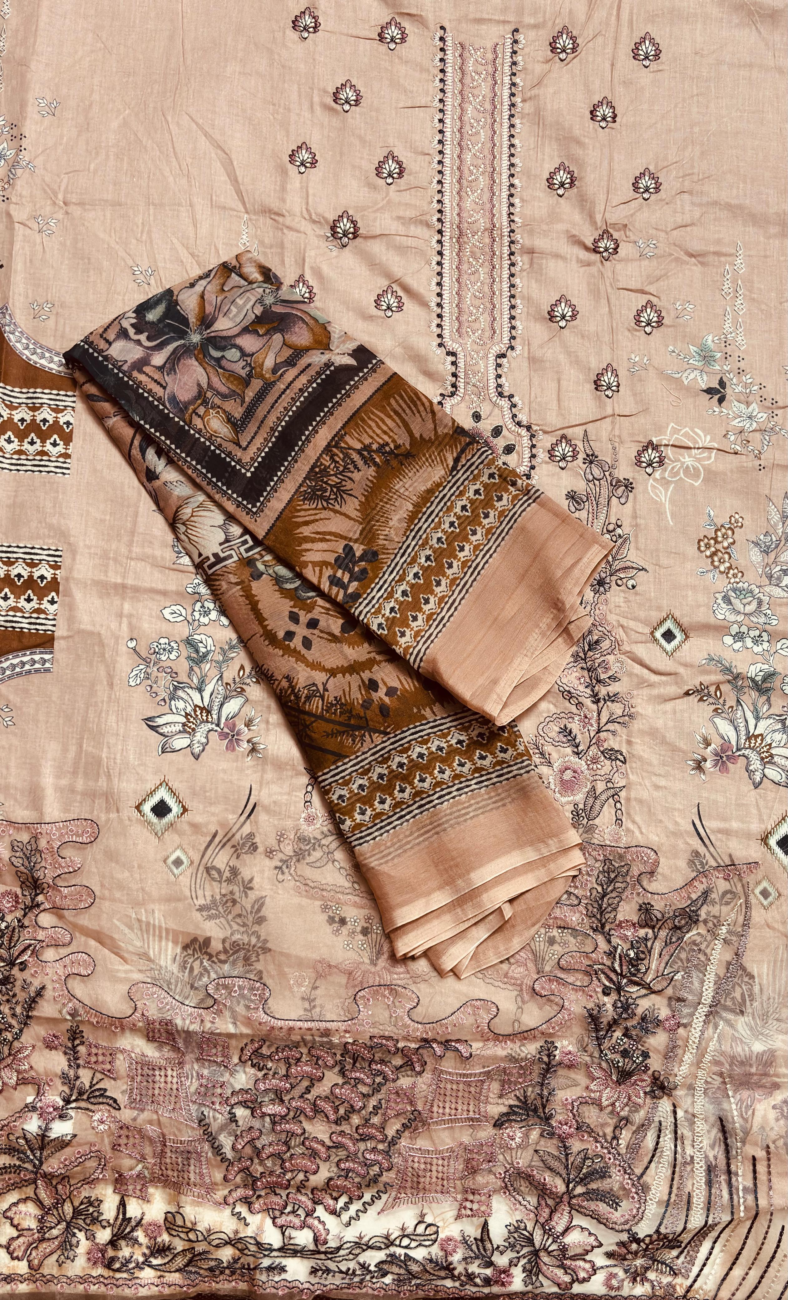 R90 - Unstiched Self Embroidery with Patch Suit