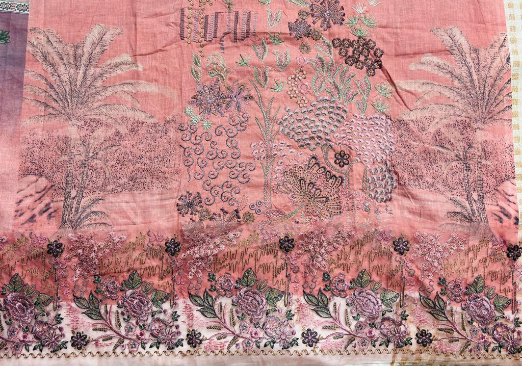 R91 - Unstiched Self Embroidery with Patch Suit