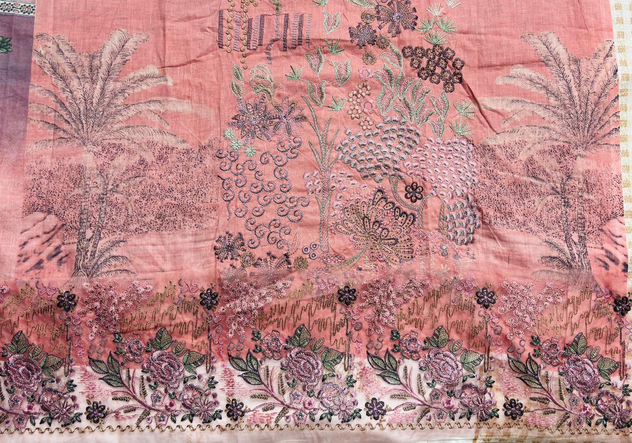 R91 - Unstiched Self Embroidery with Patch Suit