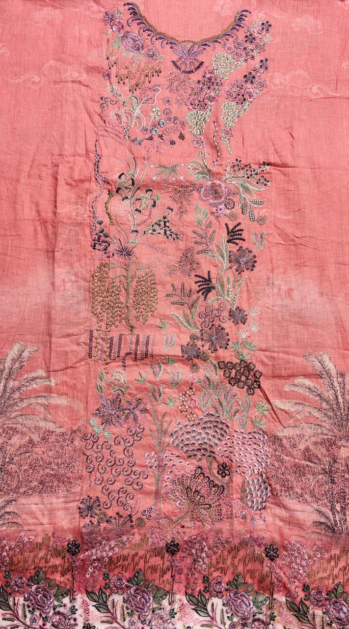 R91 - Unstiched Self Embroidery with Patch Suit