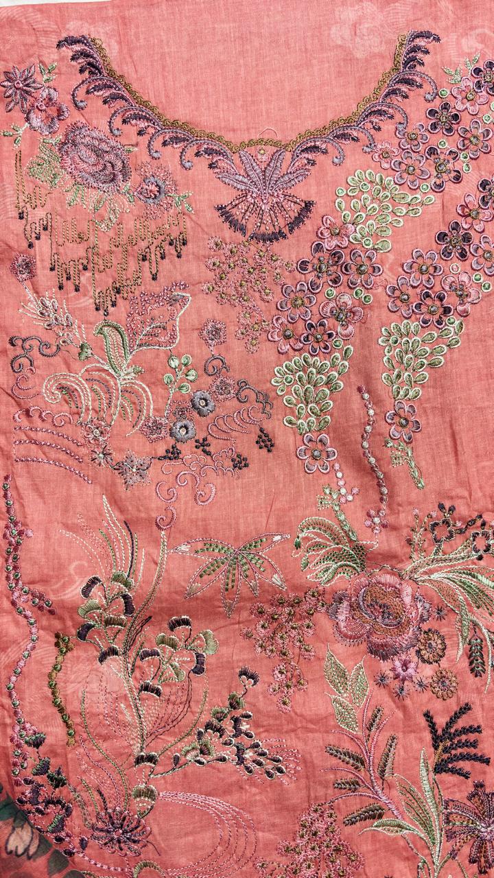 R91 - Unstiched Self Embroidery with Patch Suit