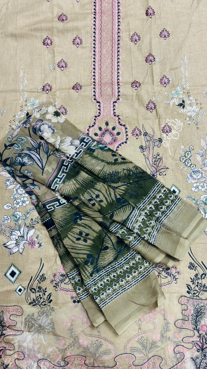 R92 - Unstiched Self Embroidery with Patch Suit