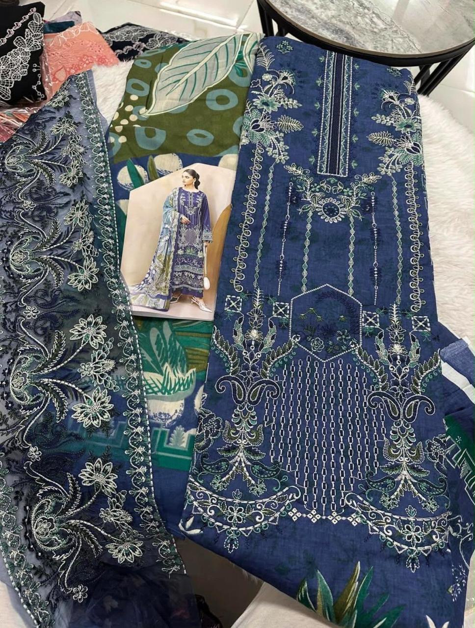 R93 - Unstiched Self Embroidery with Patch Suit