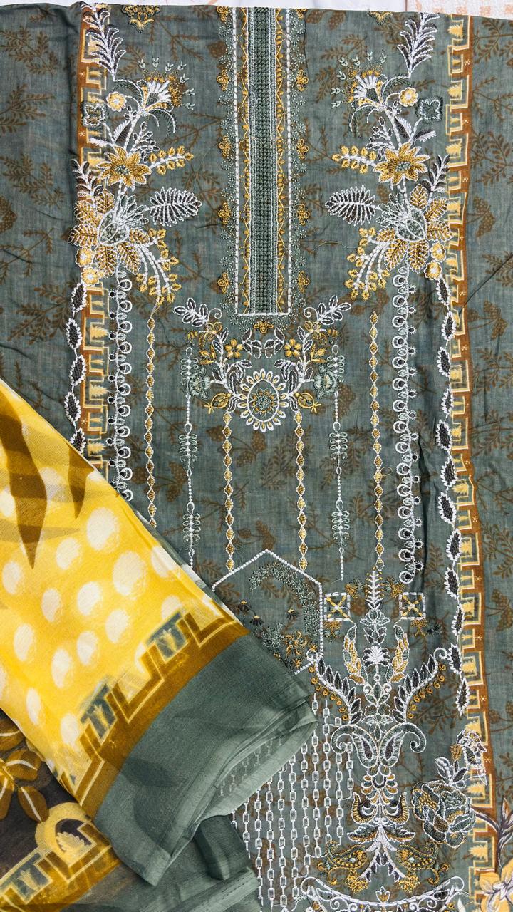 R94 - Unstiched Self Embroidery with Patch Suit