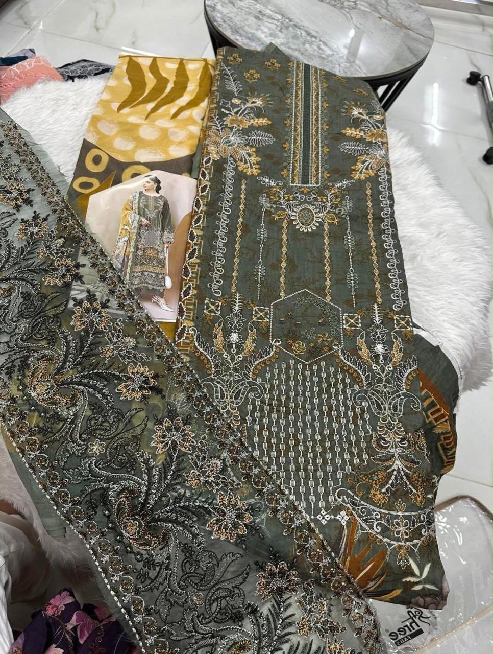 R94 - Unstiched Self Embroidery with Patch Suit