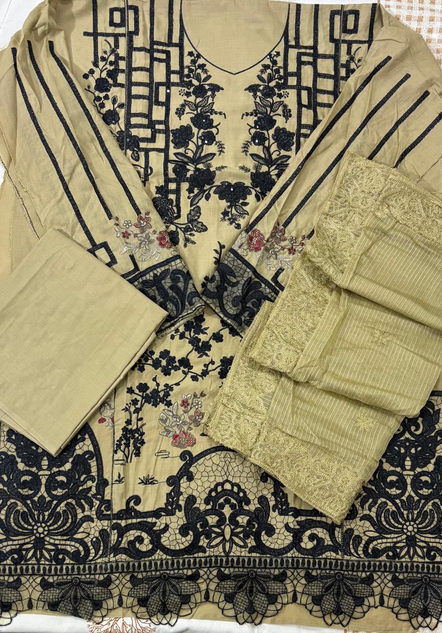 R12 - Unstiched Heavy Embroidered Cambric Cotton Suit