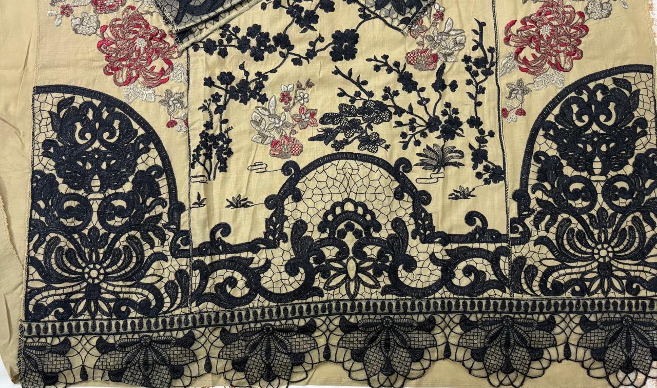 R12 - Unstiched Heavy Embroidered Cambric Cotton Suit