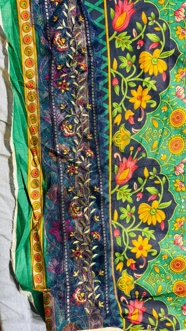 R56 - Unstiched Cotton Printed Suit with Patchwork
