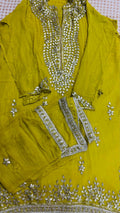 R177 - Semi Stiched Gota Patti Work Chiffon Suit - Green